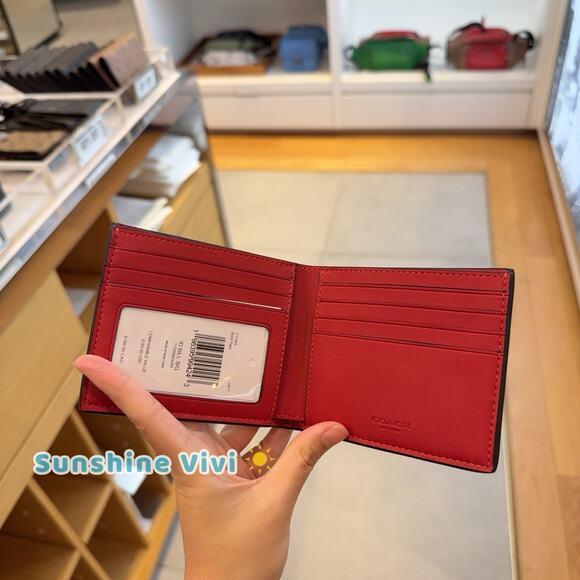 NWT Coach Signature Coated Canvas ID Billfold Wallet CY394 Bold Red - Picture 2 of 5